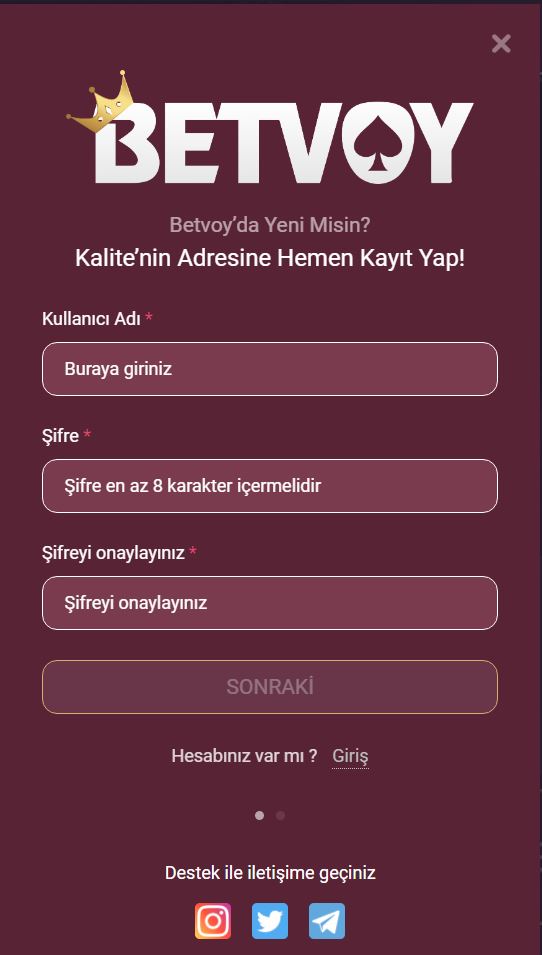 betvoy hesap açma
